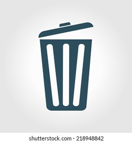 Trash can icon, vector eps10 illustration. Flat style. 