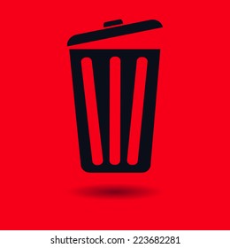 Trash can icon, vector eps10 illustration. Flat style. 