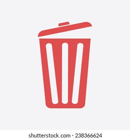 Trash can icon, vector eps10 illustration. Flat style. 
