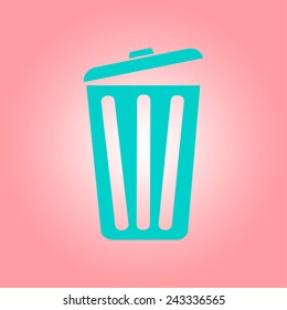 Trash can icon, vector eps10 illustration. Flat style. 