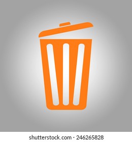 Trash can icon, vector eps10 illustration. Flat style. 