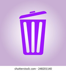 Trash can icon, vector eps10 illustration. Flat style. 