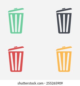 Trash can icon, vector eps10 illustration. Flat style. 