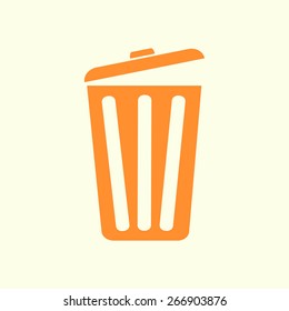 Trash can icon, vector eps10 illustration. Flat style. 