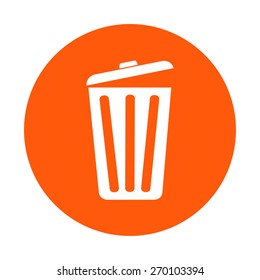 Trash can icon, vector eps10 illustration. Flat style. 
