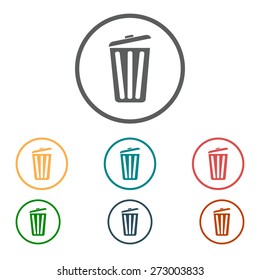 Trash can icon, vector eps10 illustration. Flat style. 