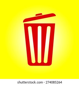 Trash can icon, vector eps10 illustration. Flat style. 