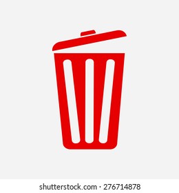 Trash can icon, vector eps10 illustration. Flat style. 