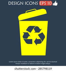Trash can icon, vector eps10 illustration flat