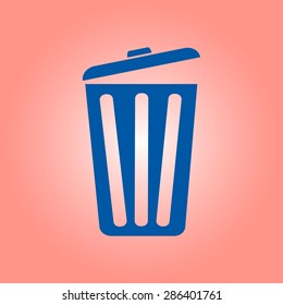 Trash can icon, vector eps10 illustration. Flat style. 
