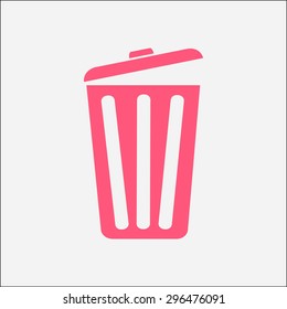 Trash can icon, vector eps10 illustration. Flat style. 