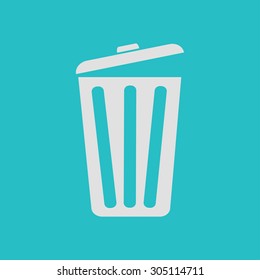 Trash can icon, vector eps10 illustration. Flat style. 