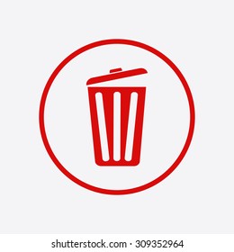 Trash can icon, vector eps10 illustration. Flat style. 