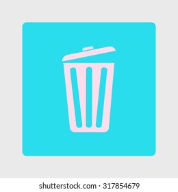 Trash can icon, vector eps10 illustration. Flat style. 