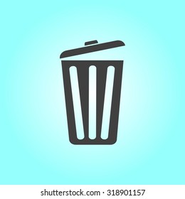 Trash can icon, vector eps10 illustration. Flat style. 