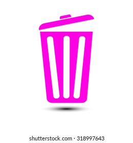 Trash can icon, vector eps10 illustration. Flat style. 