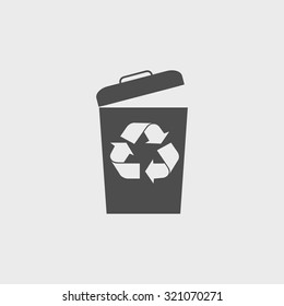 Trash can icon, vector eps10 illustration flat