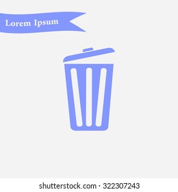 Trash can icon, vector eps10 illustration. Flat style. 