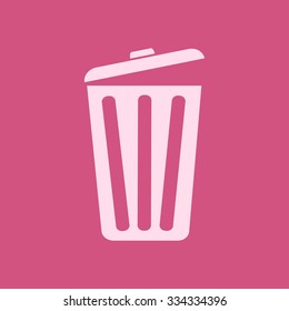 Trash can icon, vector eps10 illustration. Flat style. 