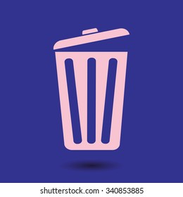 Trash can icon, vector eps10 illustration. Flat style. 