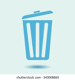 Trash can icon, vector eps10 illustration. Flat style. 