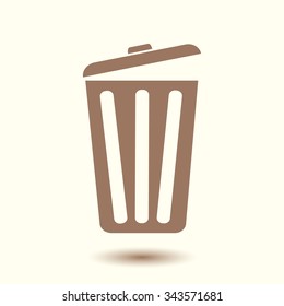 Trash can icon, vector eps10 illustration. Flat style. 