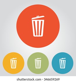 Trash can icon, vector eps10 illustration. Flat style. 