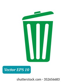 Trash can icon, vector eps10 illustration. Flat style. 
