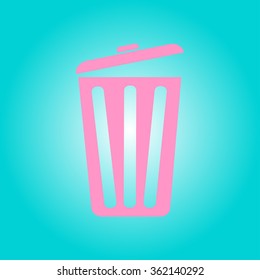 Trash can icon, vector eps10 illustration. Flat style. 