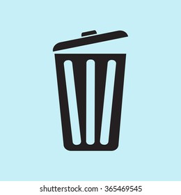 Trash can icon, vector eps10 illustration. Flat style. 