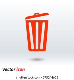 Trash can icon, vector eps10 illustration. Flat style. 