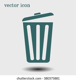 Trash can icon, vector eps10 illustration. Flat style. 