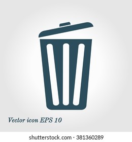 Trash can icon, vector eps10 illustration. Flat style. 
