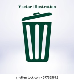 Trash can icon, vector eps10 illustration. Flat style. 