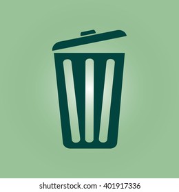 Trash can icon, vector eps10 illustration. Flat style. 