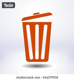 Trash can icon, vector eps10 illustration. Flat style. 