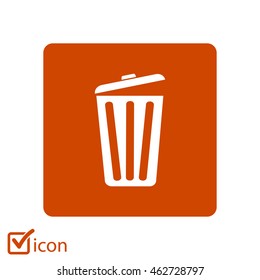 Trash can icon, vector eps10 illustration. Flat style. 