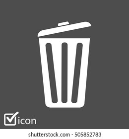 Trash can icon, vector eps10 illustration. Flat style. 