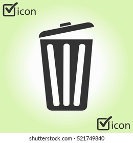 Trash can icon, vector eps10 illustration. Flat style. 