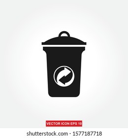 trash can icon vector illustration,  Black illustration isolated for graphic and web design.