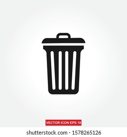 trash can icon vector illustration,  Black illustration isolated for graphic and web design.