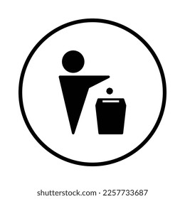 trash can icon vector illustration, black, white, glyph. suitable for use as a trash icon, and an icon for caring for the environment