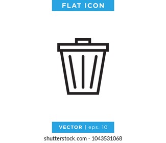 Trash Can Icon Vector Logo Template Outline