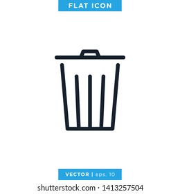 Trash Can Icon Vector Logo Design Template.