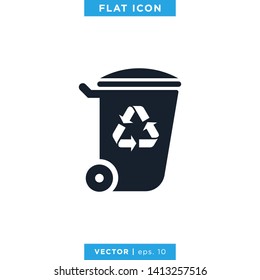 Trash Can Icon Vector Logo Design Template.