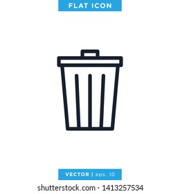 Trash Can Icon Vector Logo Design Template.