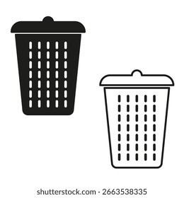Trash can icon. Vector waste symbol. Garbage bin container. Delete recycle emblem. EPS 10.