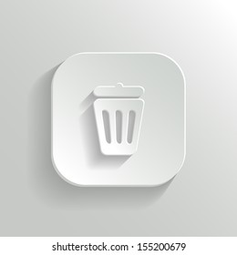 Trash can icon - vector white app button