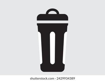 trash can icon vector,garbage Bin, Recycle bin, for web and mobile, modern minimalist flat design,Black icon on light grey background. isolated,Images with Copy Space, vertical, individual icon 