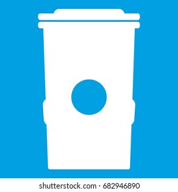 Trash can icon white isolated on blue background vector illustration